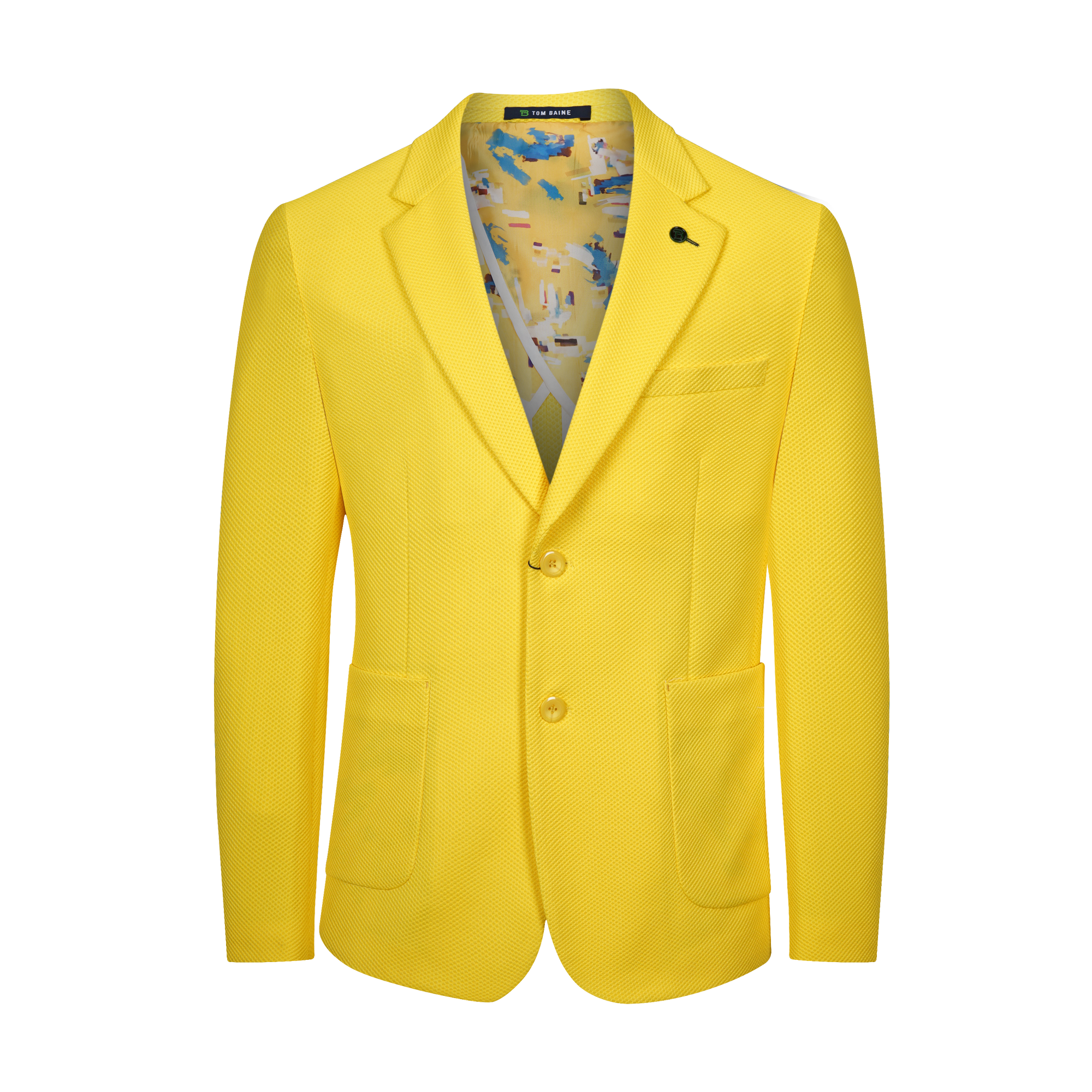 Men's Slim Fit Waffle Performance Stretch Solid Sport Coat Yellow
