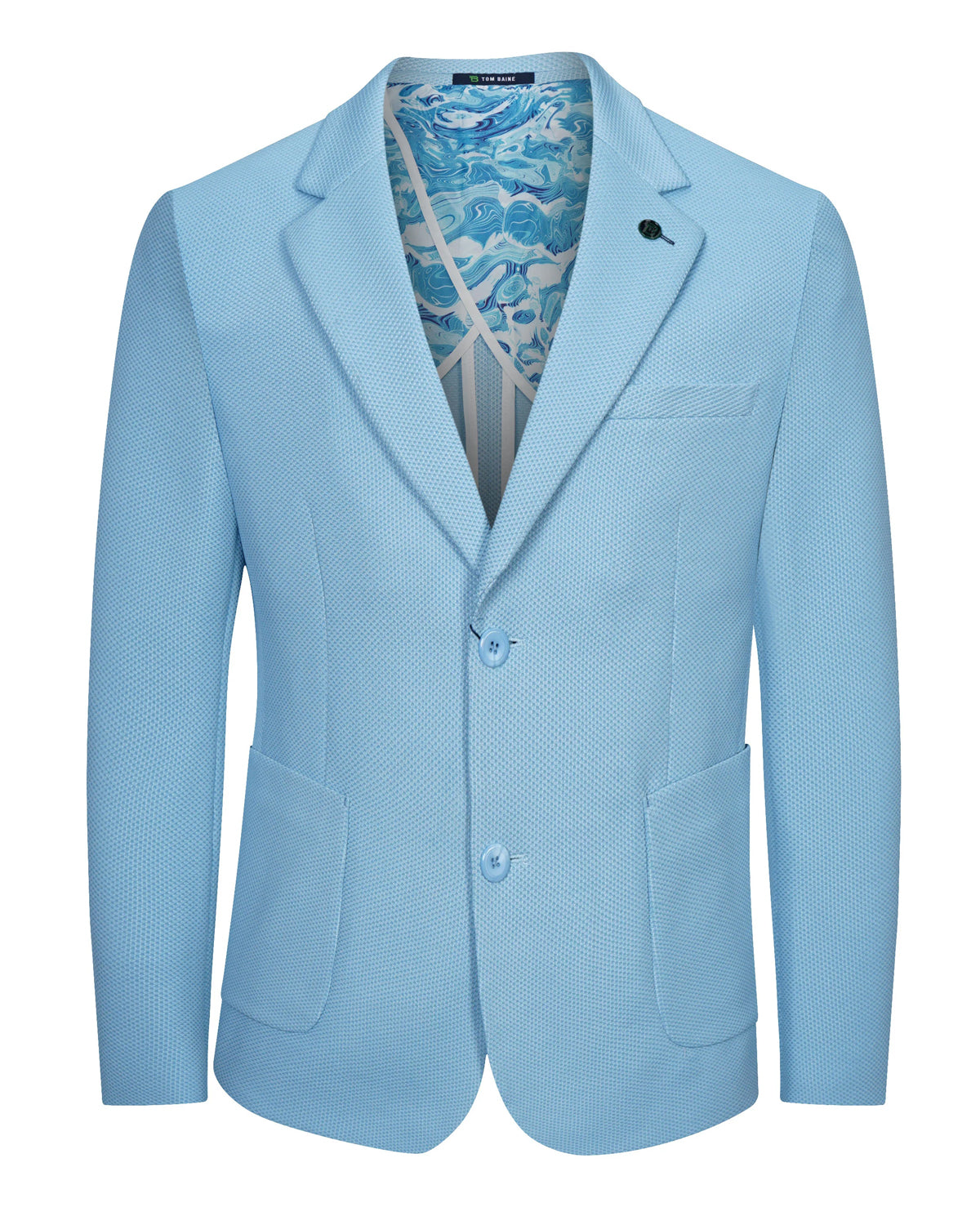 Men's Slim Fit Waffle Performance Stretch Solid Sport Coat Sky Blue