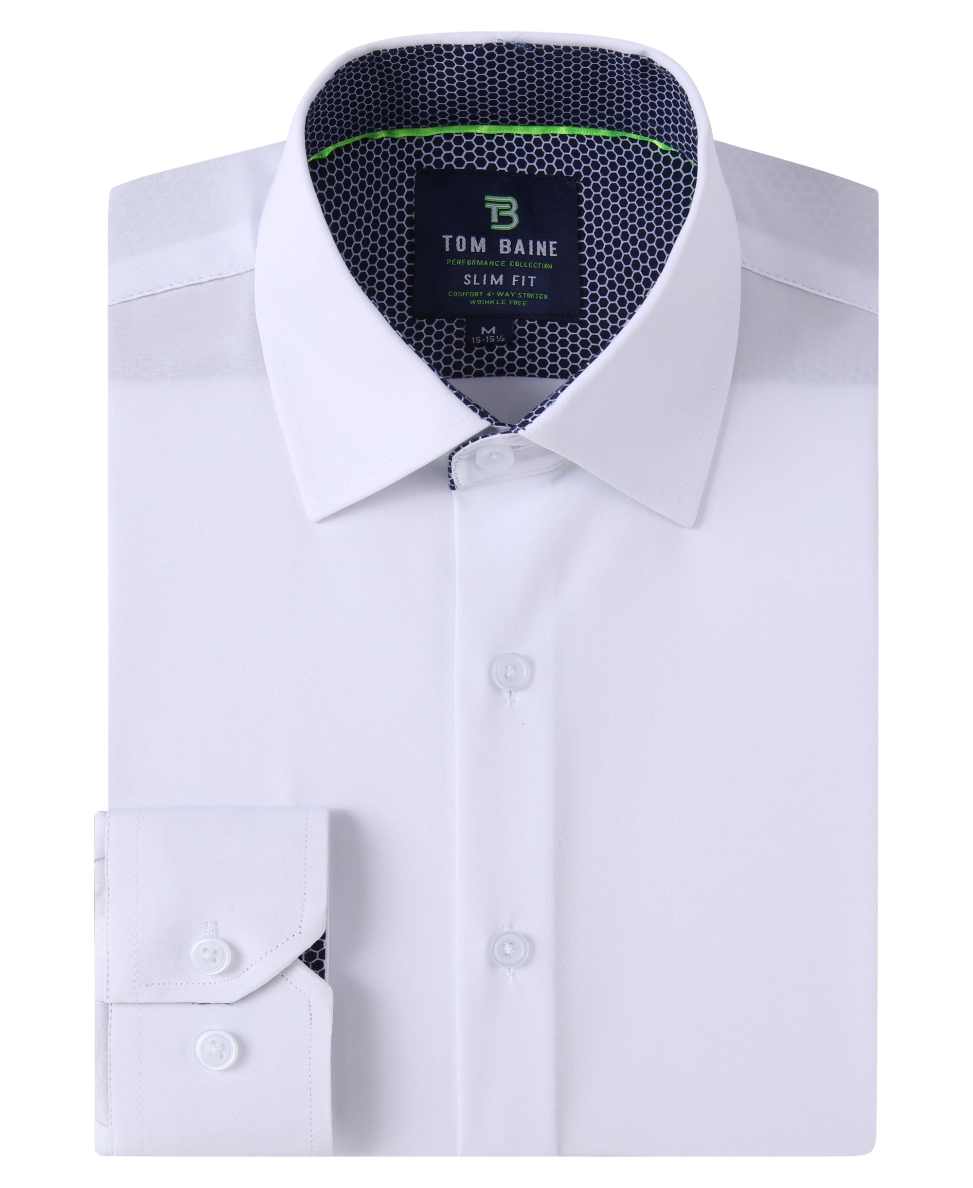 Men's Slim Fit Performance Long Sleeve Solid Shirt White