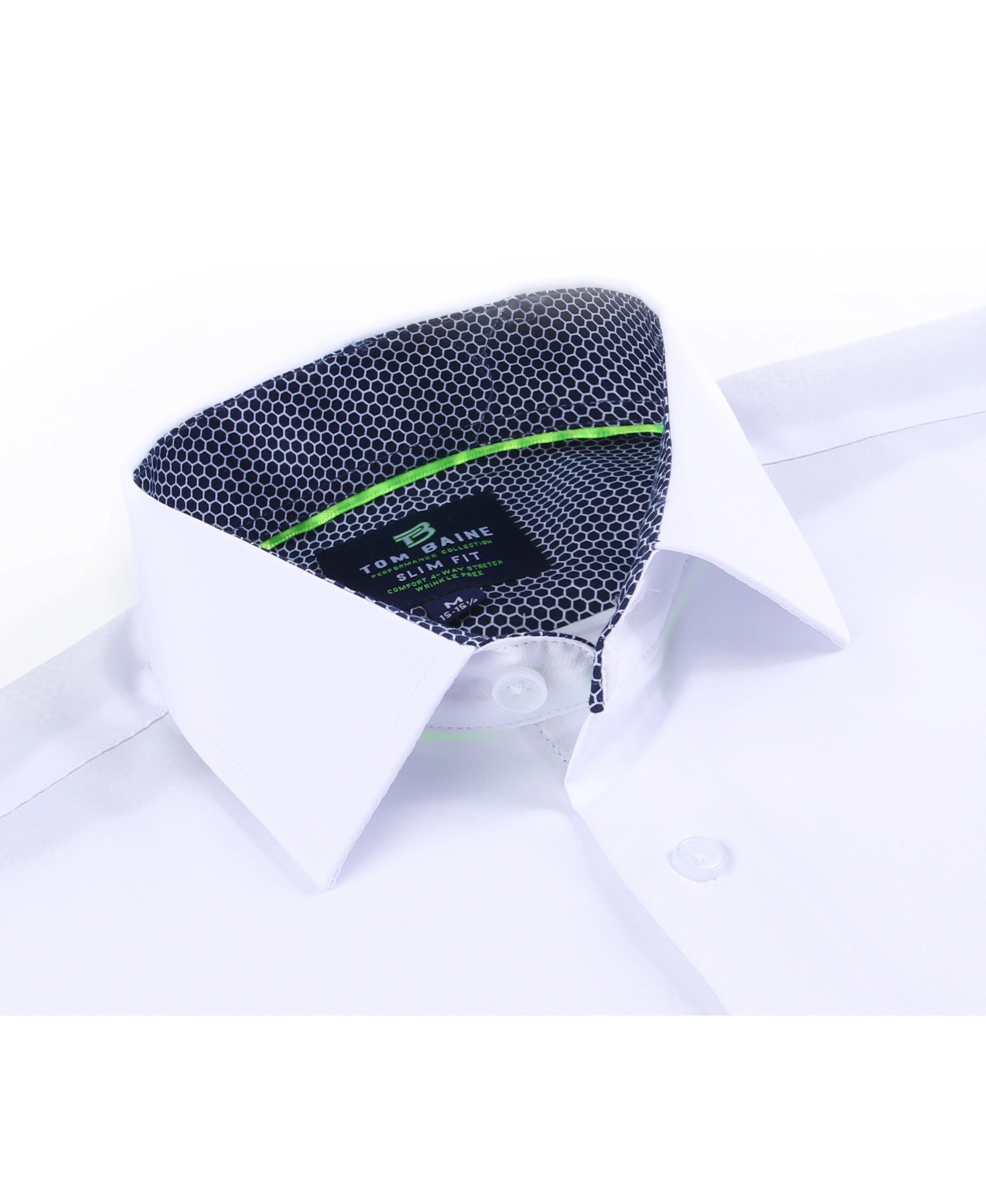 Men's Slim Fit Performance Long Sleeve Solid Shirt White