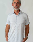 Men's Geometric Slim Fit Performance White Short Sleeve