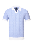 Vicacio Knit Two-Tone Polo - Sky