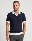 Vicacio Knit Two-Tone Polo - Navy