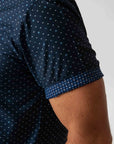 Men's Geometric Slim Fit Performance Short Sleeve Navy Blue