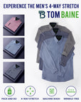 Men's Slim Fit Performance Long Sleeve Mini Plaid Shirt Light Blue