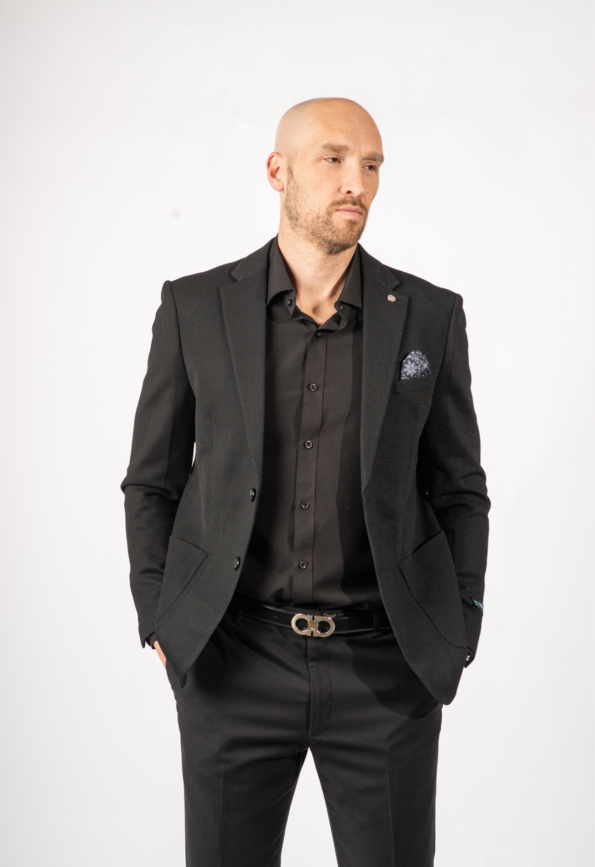 Men's Slim Fit Waffle Performance Stretch Solid Sport Coat Black