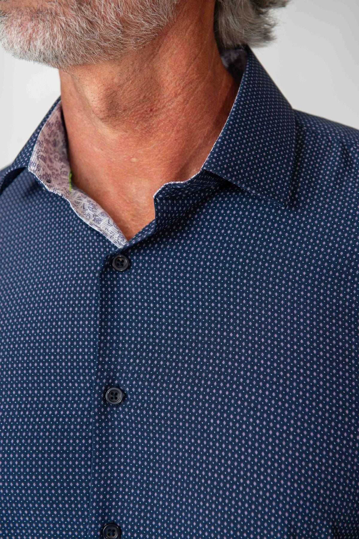 Men's Slim Fit Performance Stretch Navy Short Sleeve