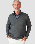 1/4 Zip Cashmere Feel Sweater (Light Gray )