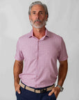 Men's Geometric Slim Fit Performance Short Sleeve Pink