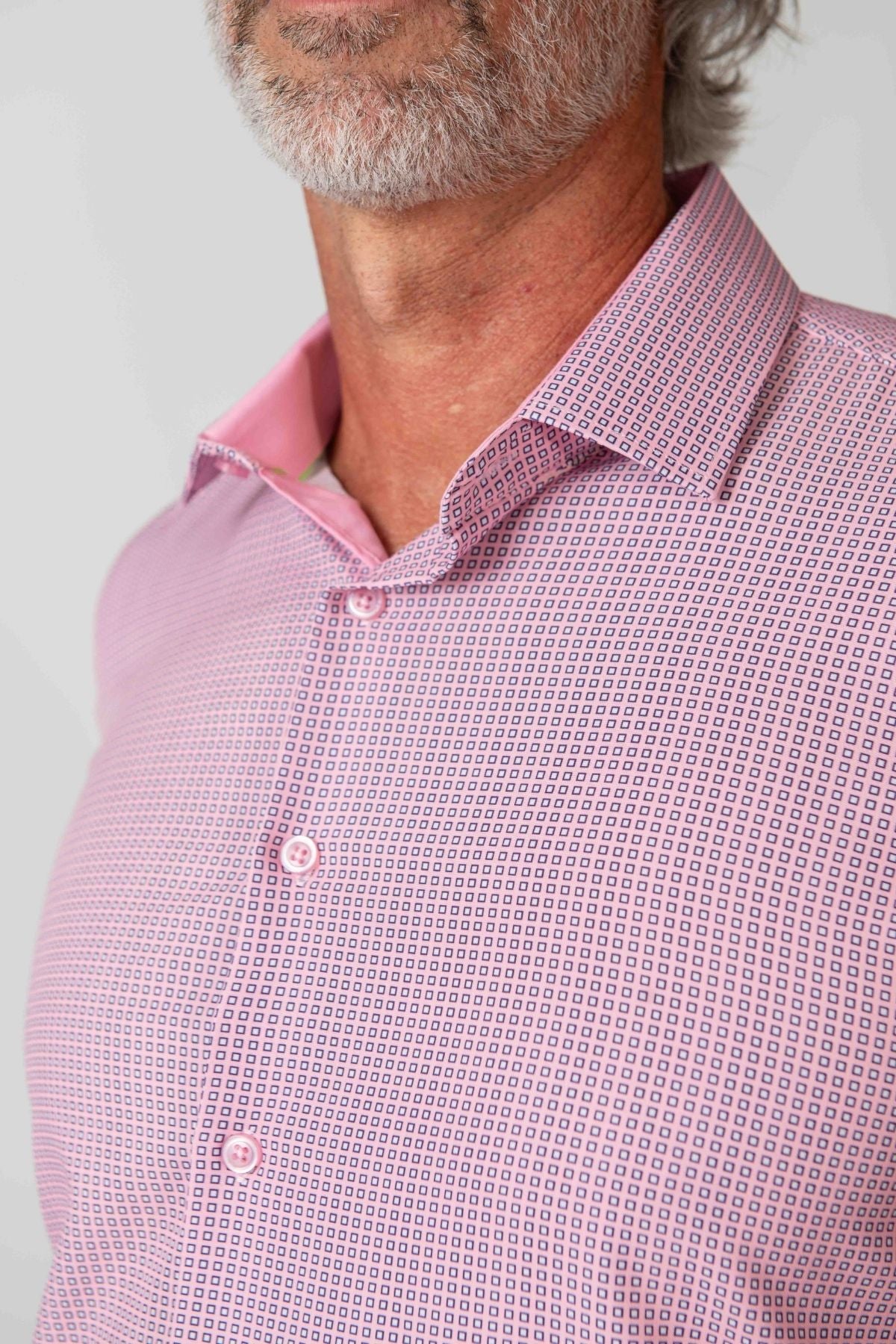 Men's Geometric Slim Fit Performance Short Sleeve Pink
