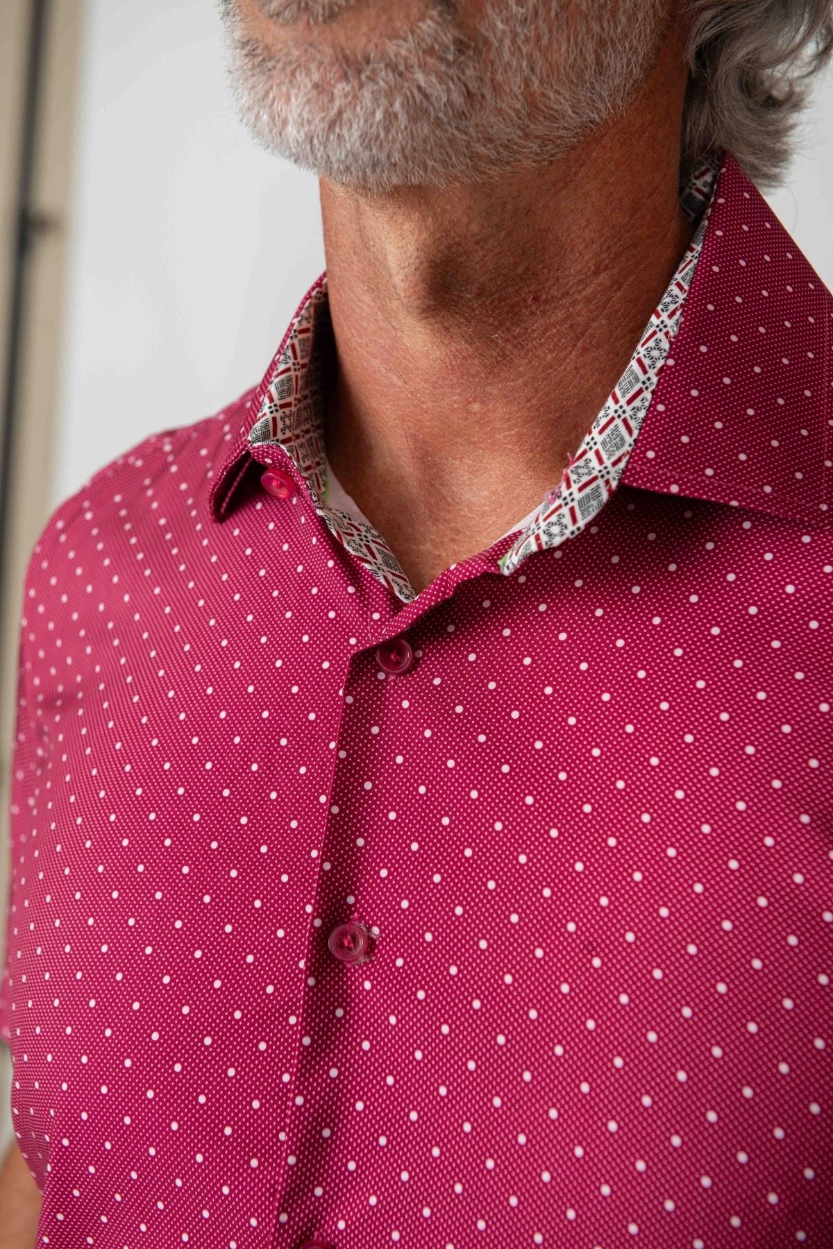 Men's Slim Fit Performance Stretch Burgundy Short Sleeve