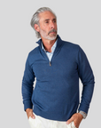 1/4 Zip Cashmere Feel Sweater (Light Gray )