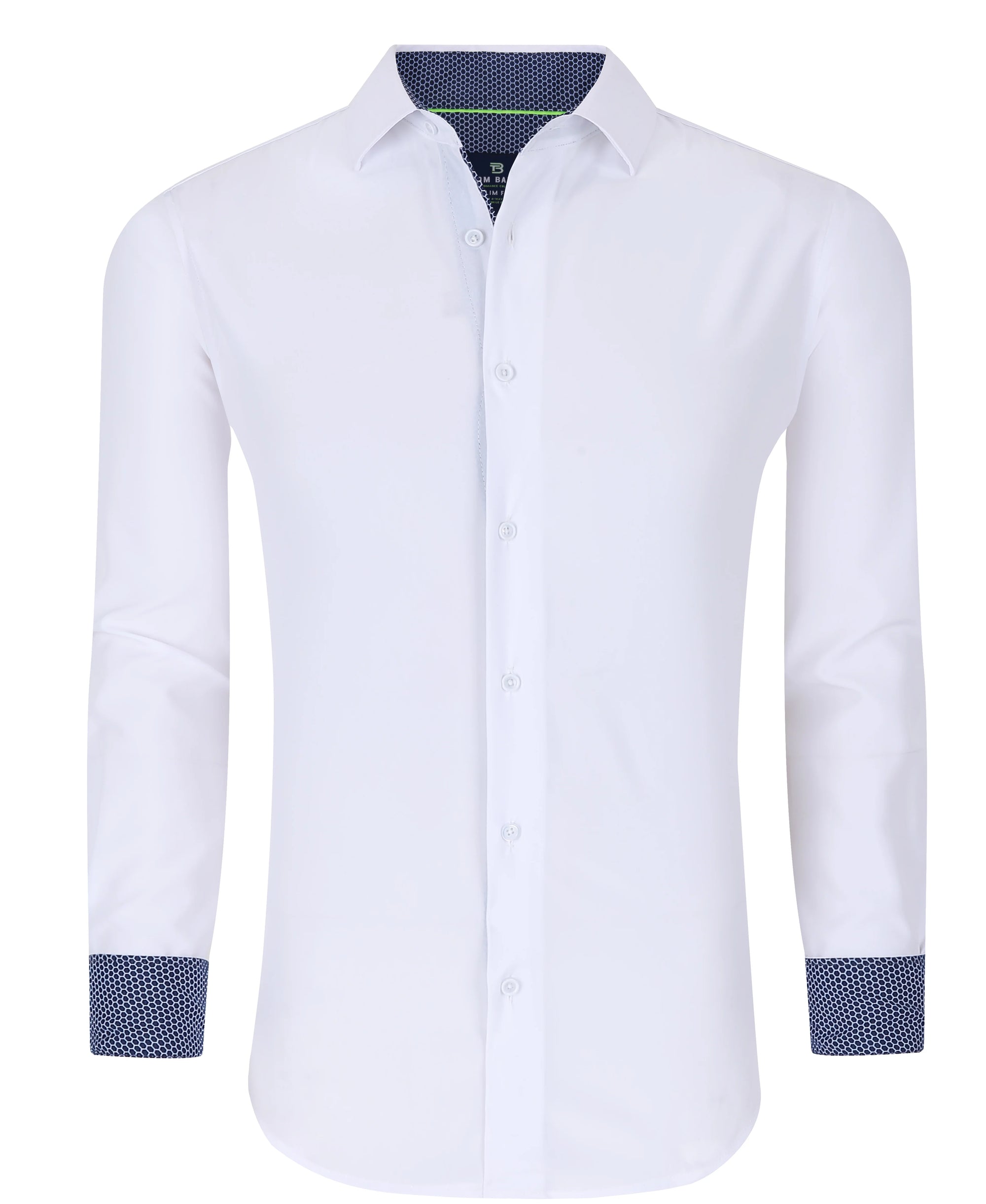 Men's Slim Fit Performance Long Sleeve Solid Shirt White