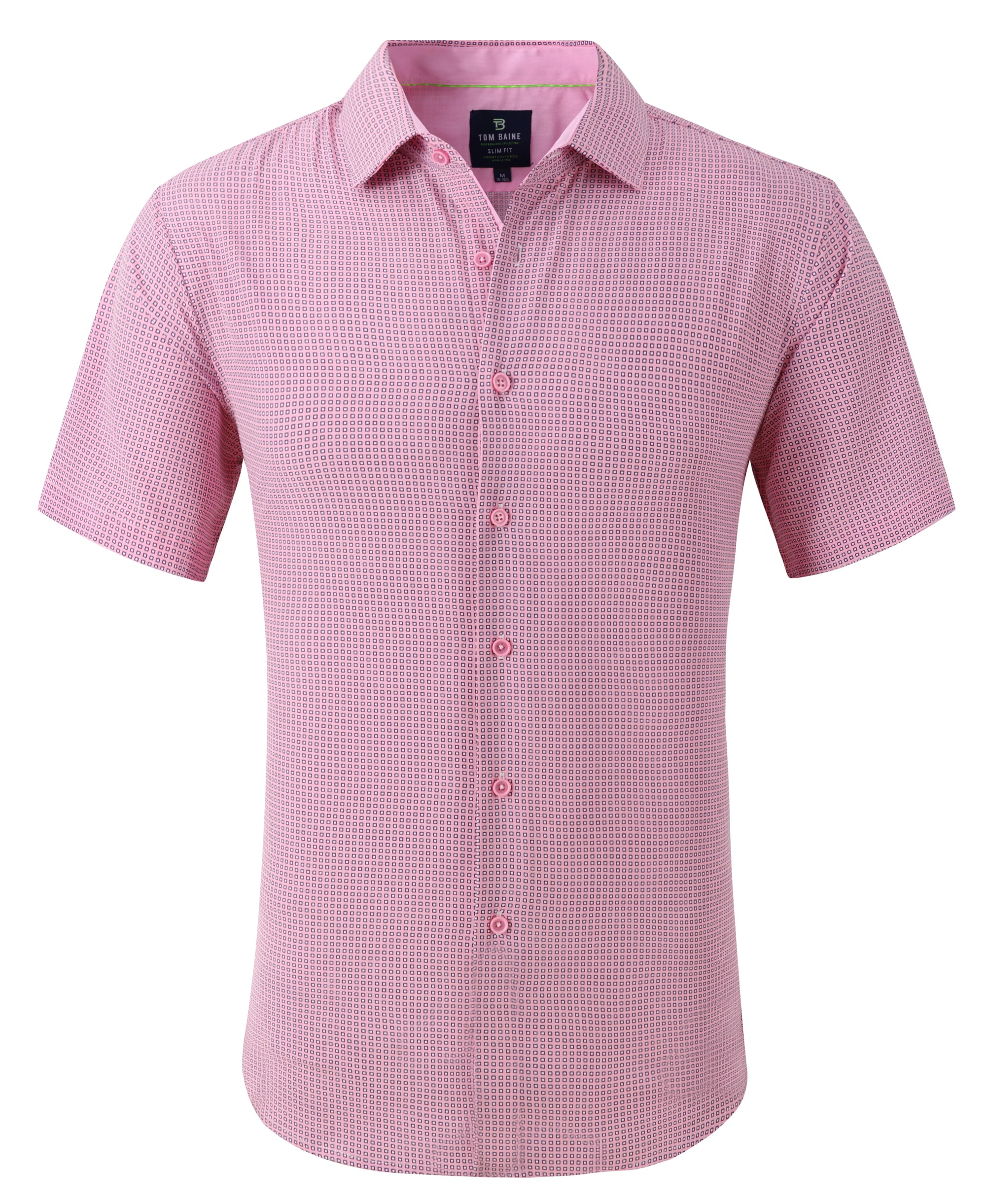 Men's Geometric Slim Fit Performance Short Sleeve Pink