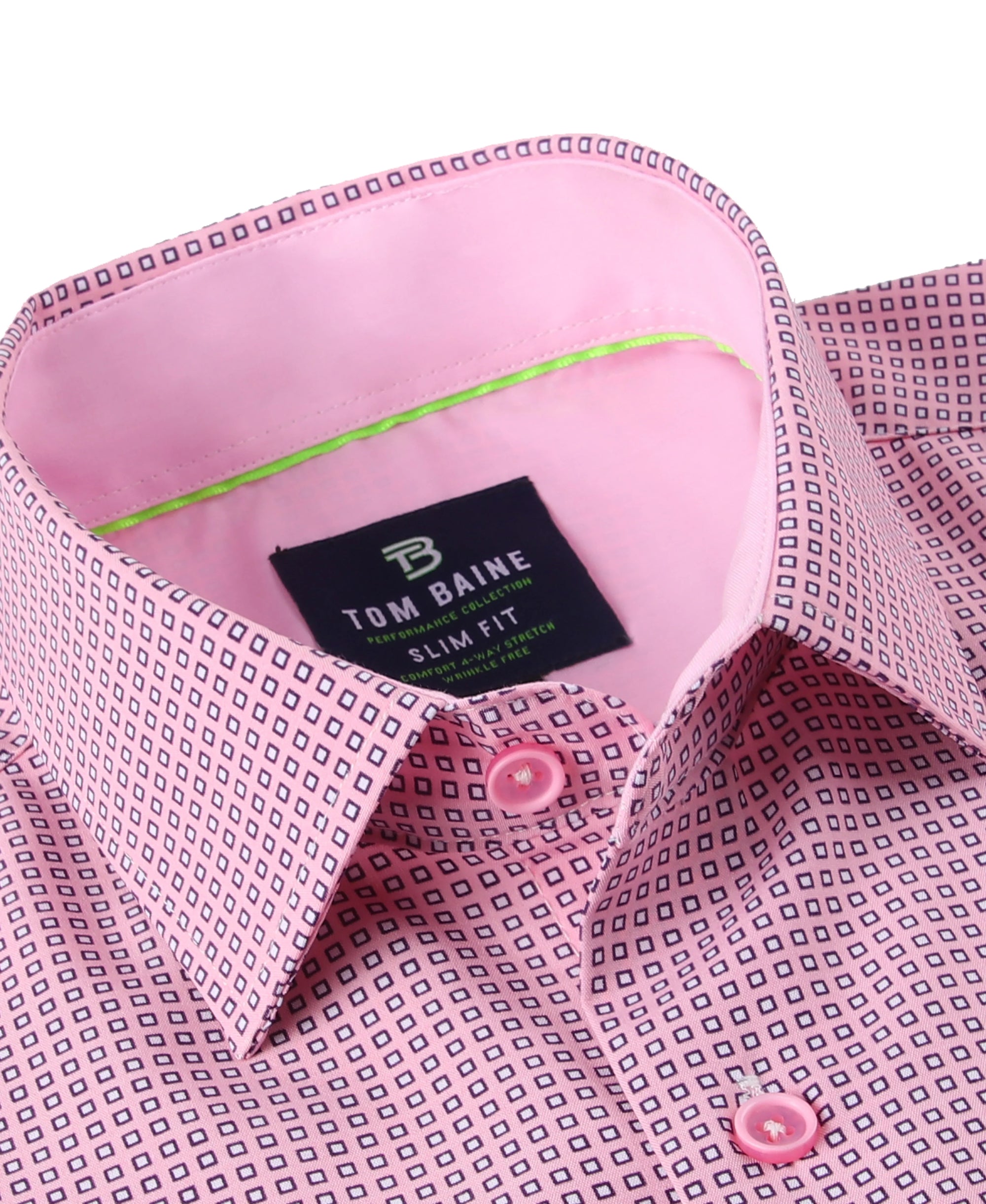 Men's Geometric Slim Fit Performance Short Sleeve Pink