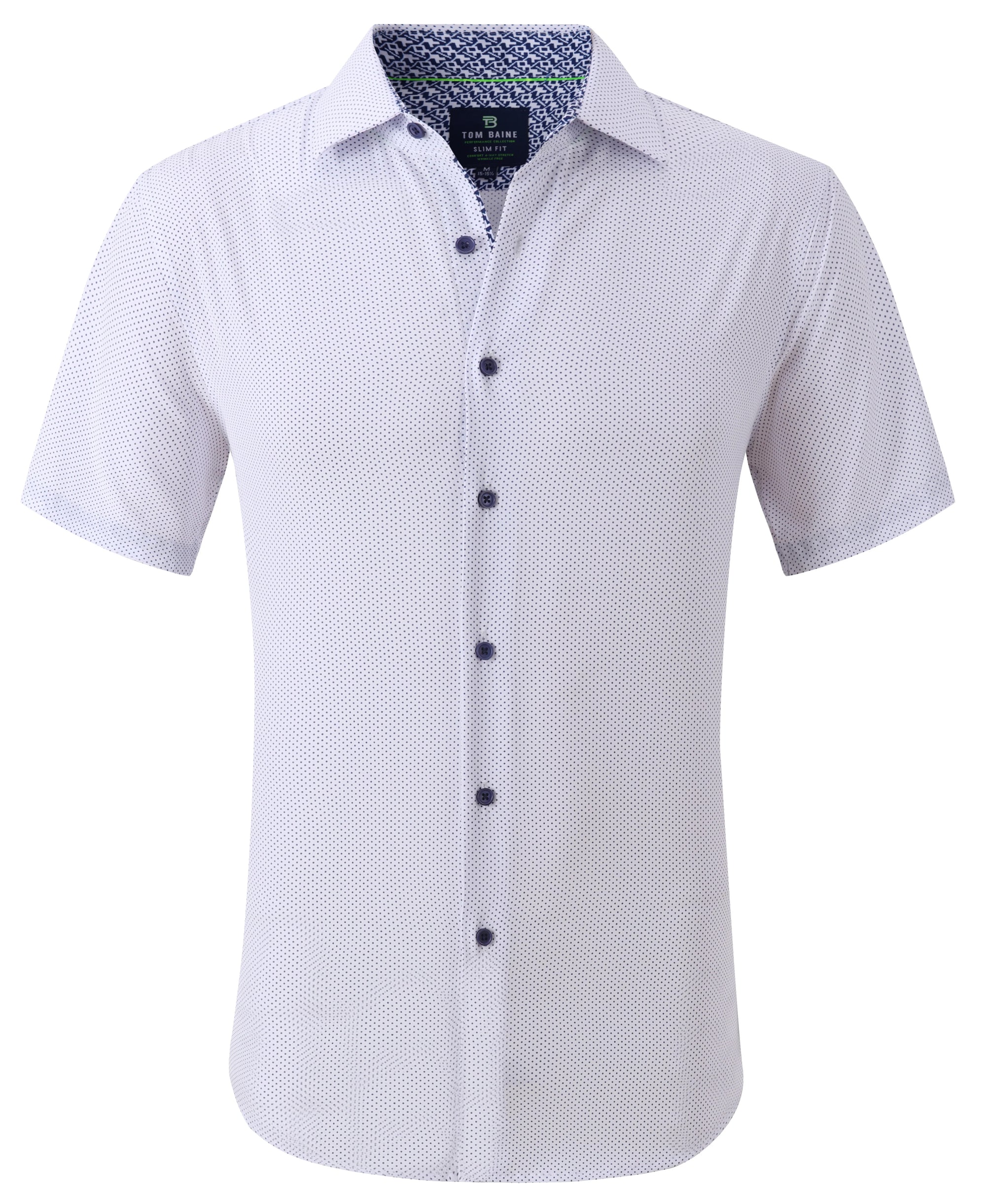 Men's Geometric Slim Fit Performance Short Sleeve Black White