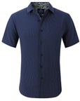 Men's Geometric Slim Fit Performance Short Sleeve Dots Navy