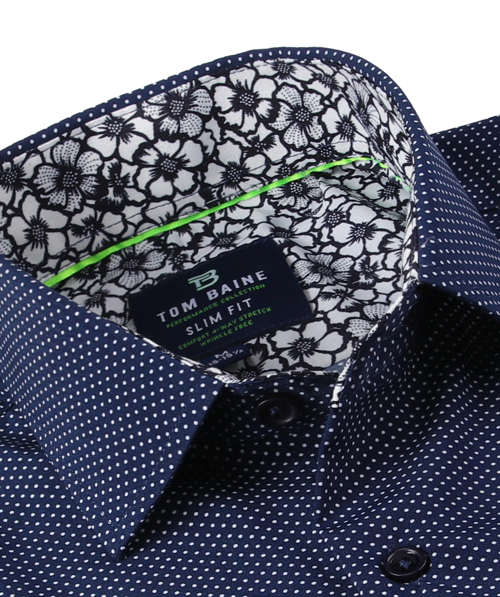 Men's Geometric Slim Fit Performance Short Sleeve Dots Navy