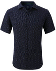 Men's Geometric Slim Fit Performance Short Sleeve Navy Blue