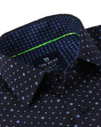 Men's Geometric Slim Fit Performance Short Sleeve Navy Blue