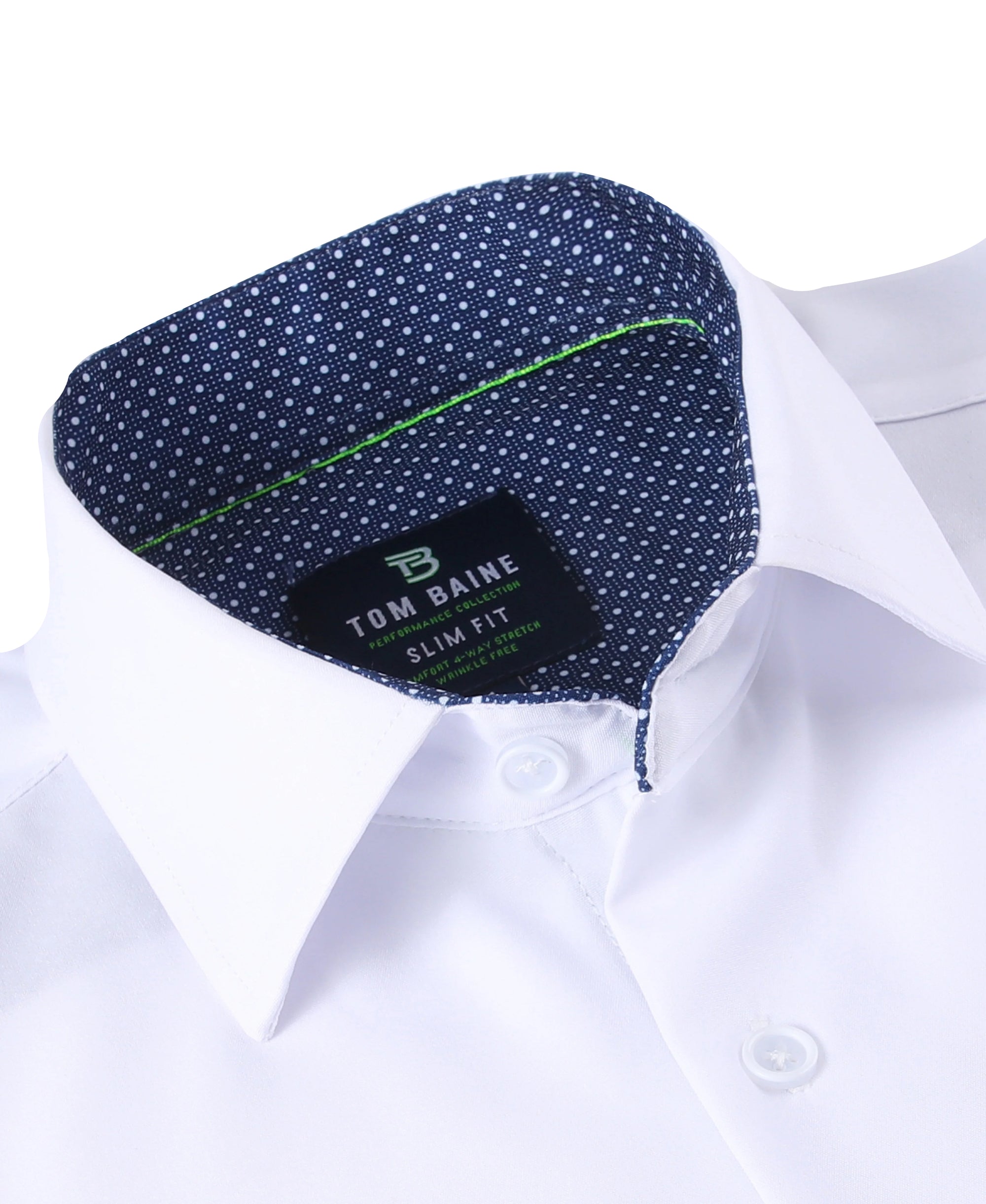 Men's Slim Fit Performance Short Sleeve Solid Shirt White