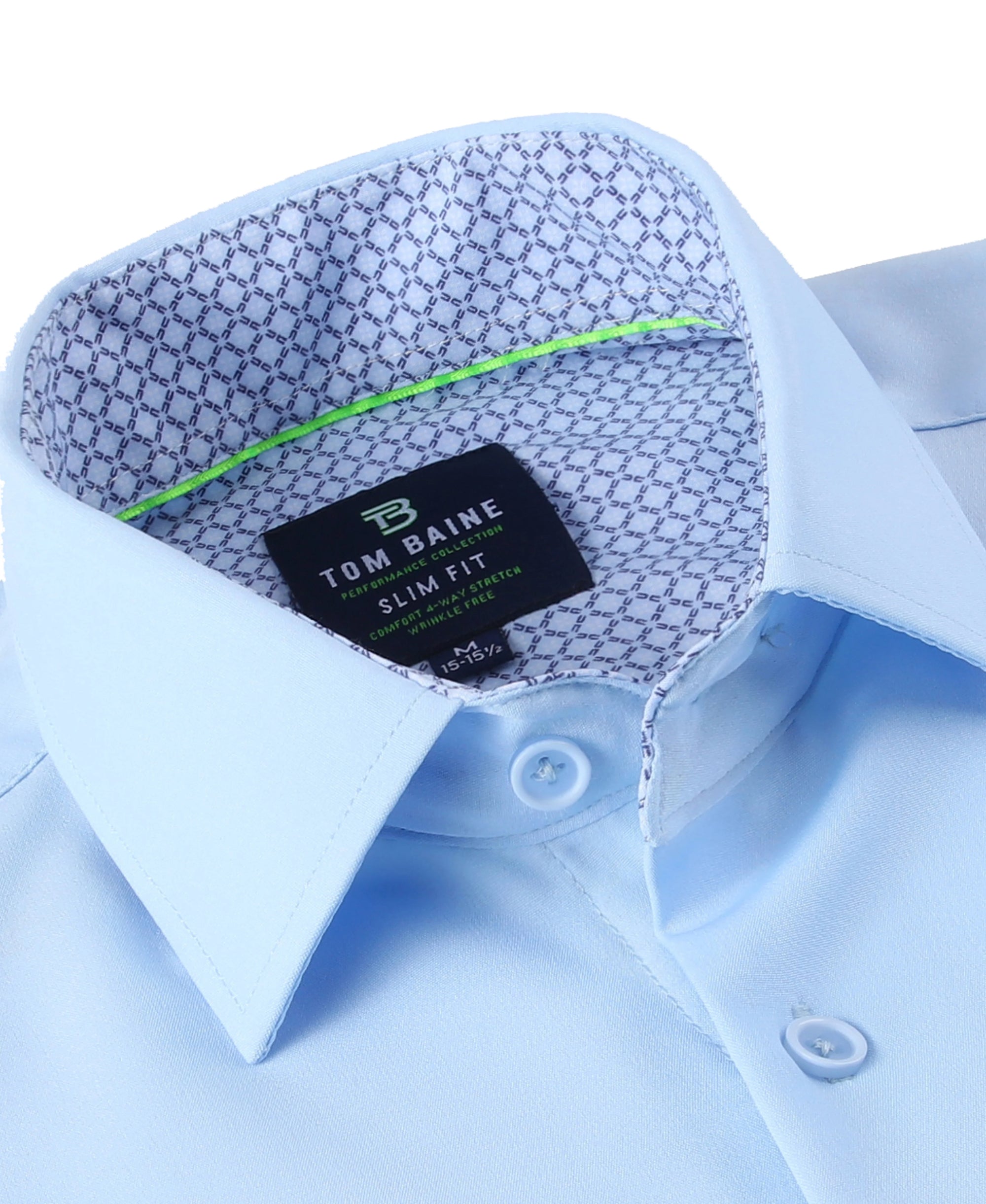 Men's Slim Fit Performance Short Sleeve Solid Shirt Sky Blue