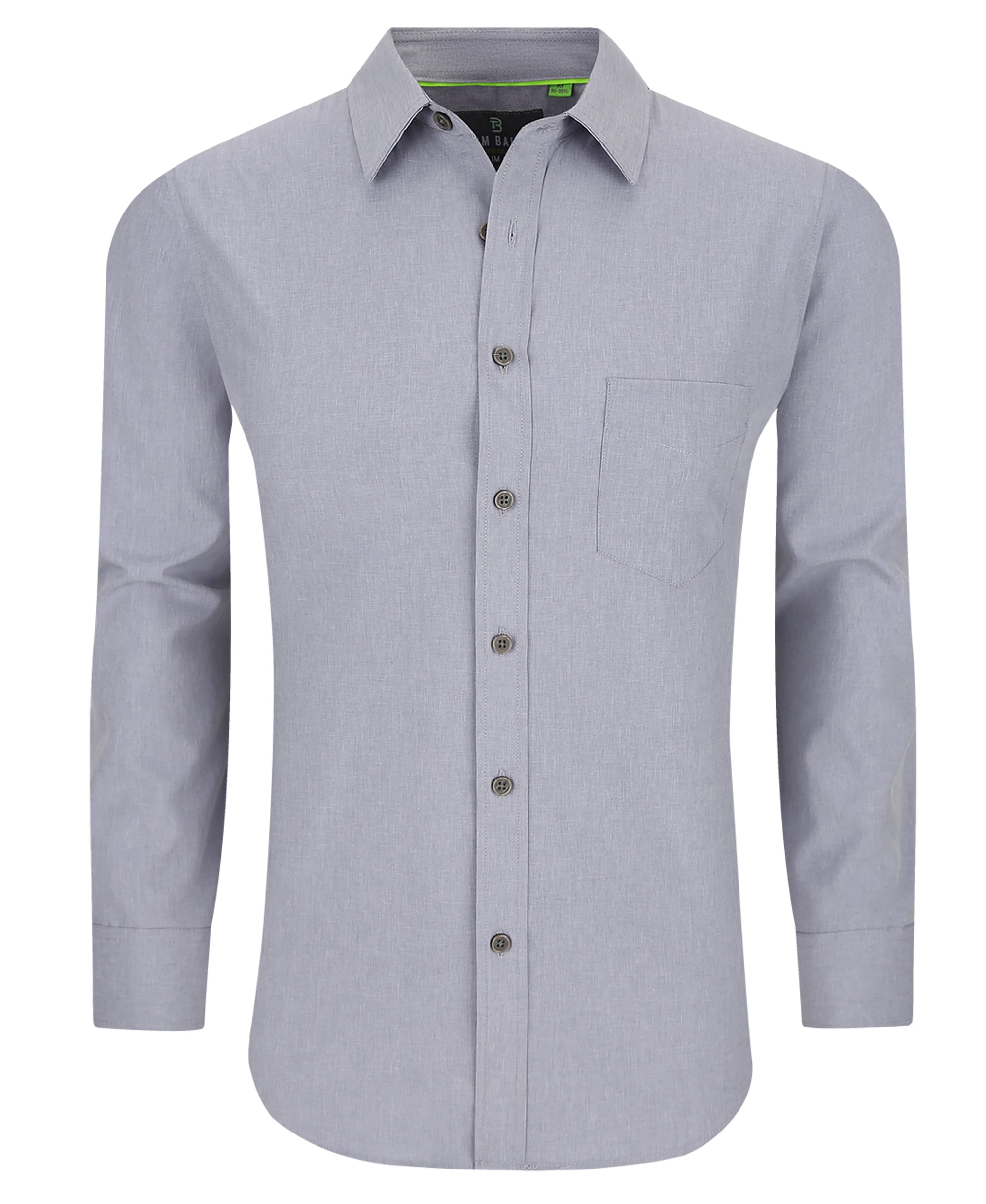 Men's Slim Fit Performance Long Sleeve Solid Shirt Silver