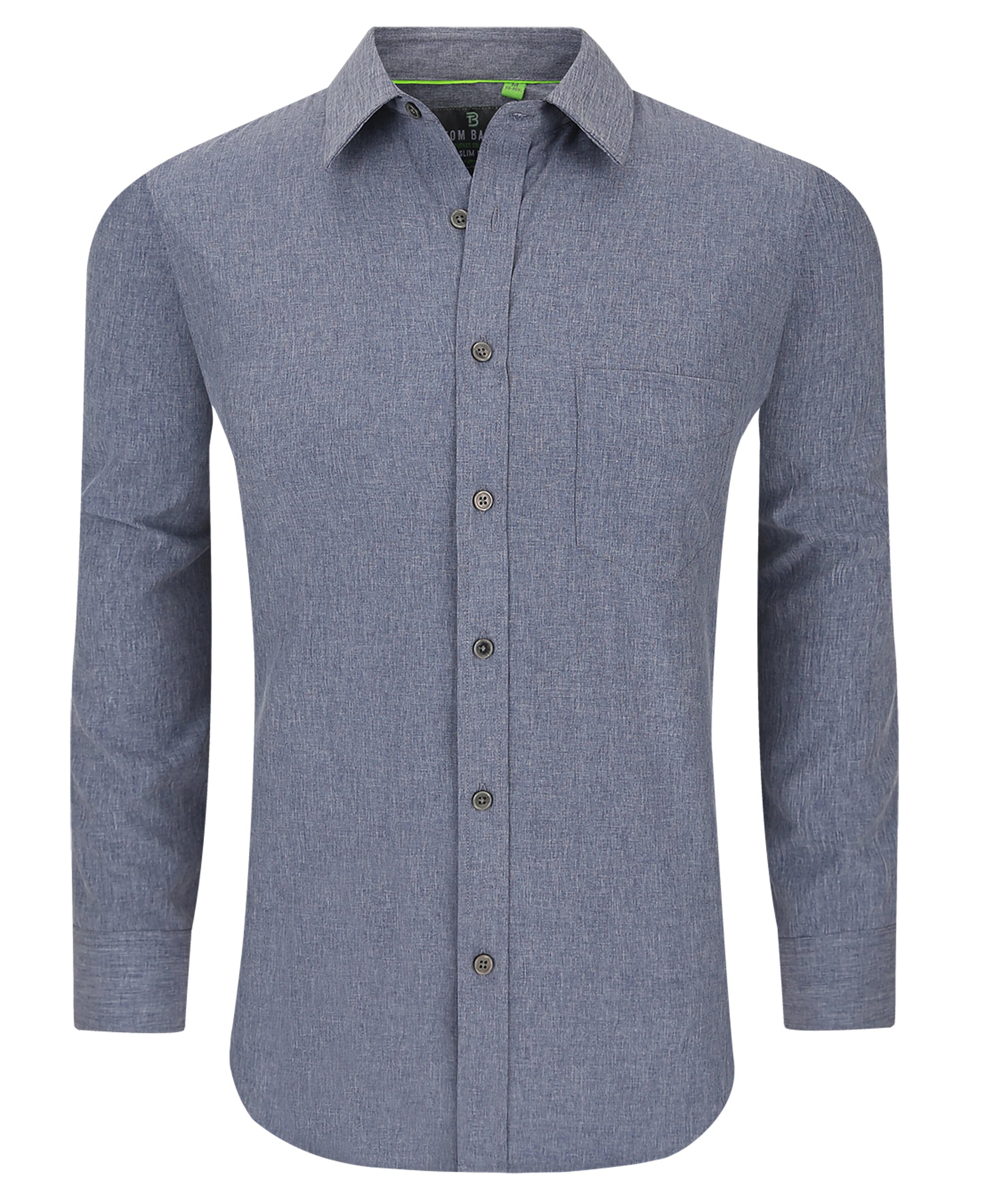 Men's Slim Fit Performance Long Sleeve Solid Shirt Chambray Melage