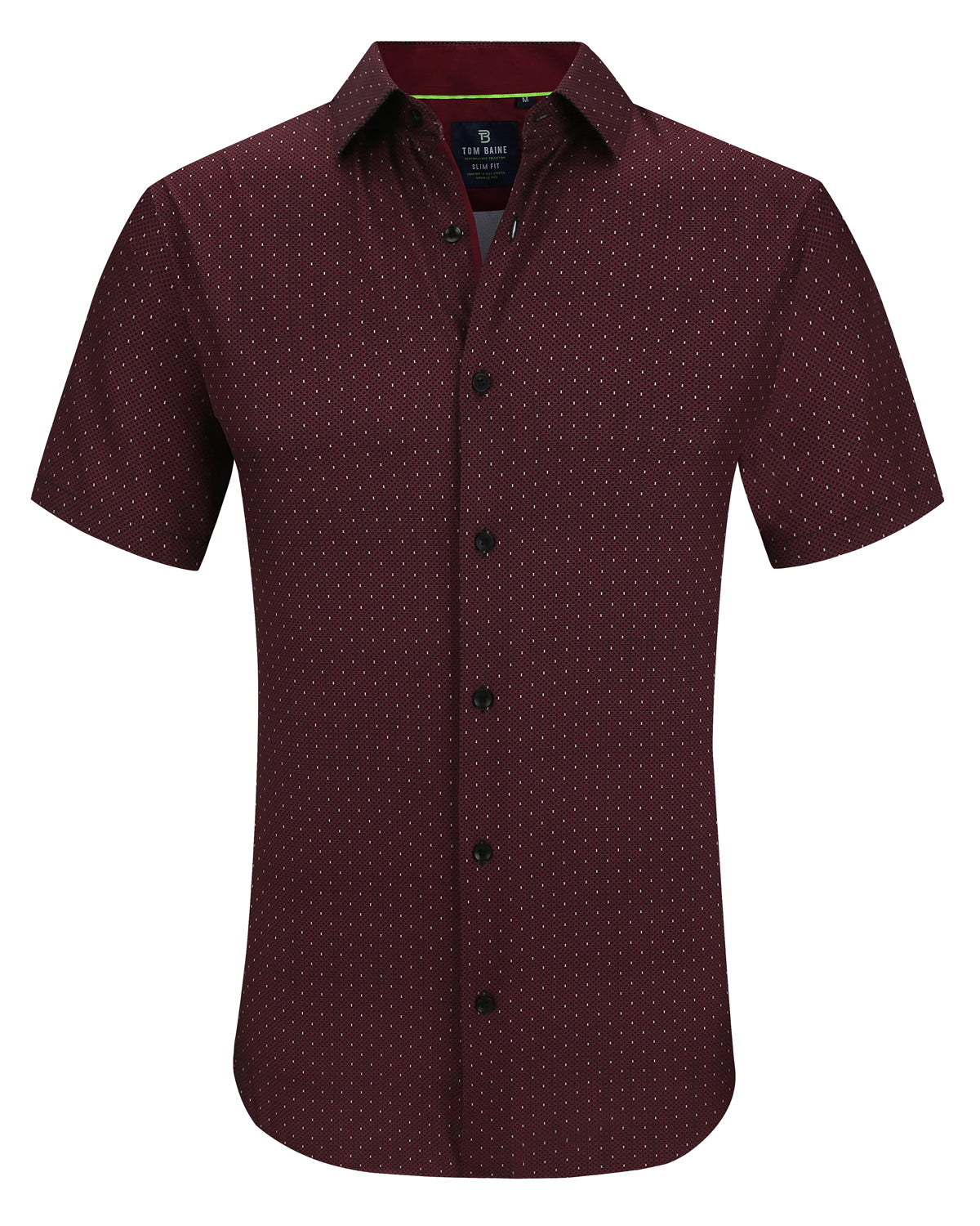 Men's Slim Fit Performance Stretch Short Sleeve Burgundy