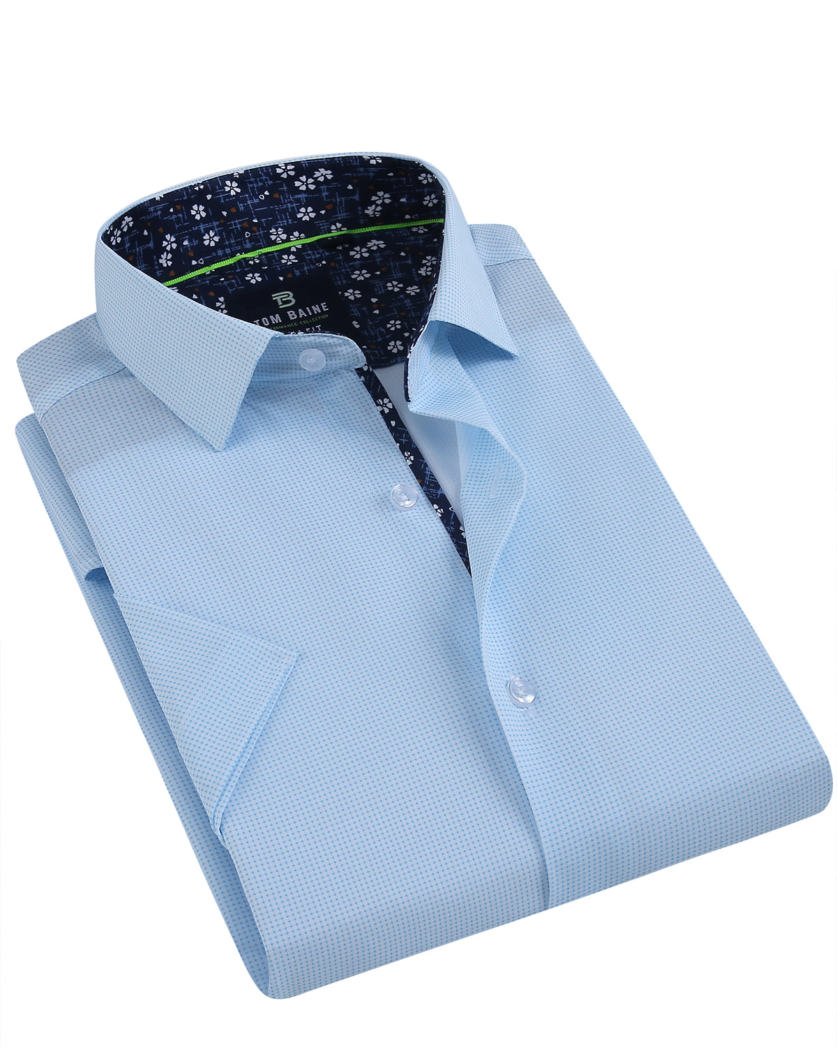 Men's Slim Fit Performance Stretch Short Sleeve Sky Blue