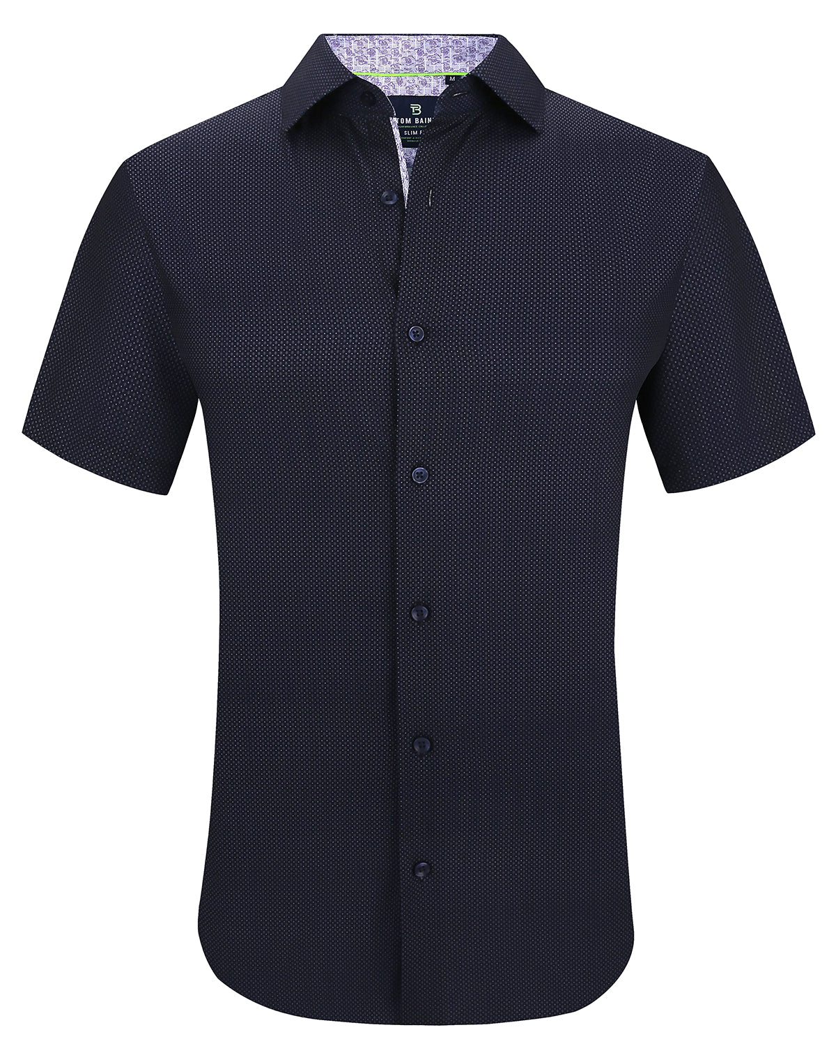 Men's Slim Fit Performance Stretch Navy Short Sleeve