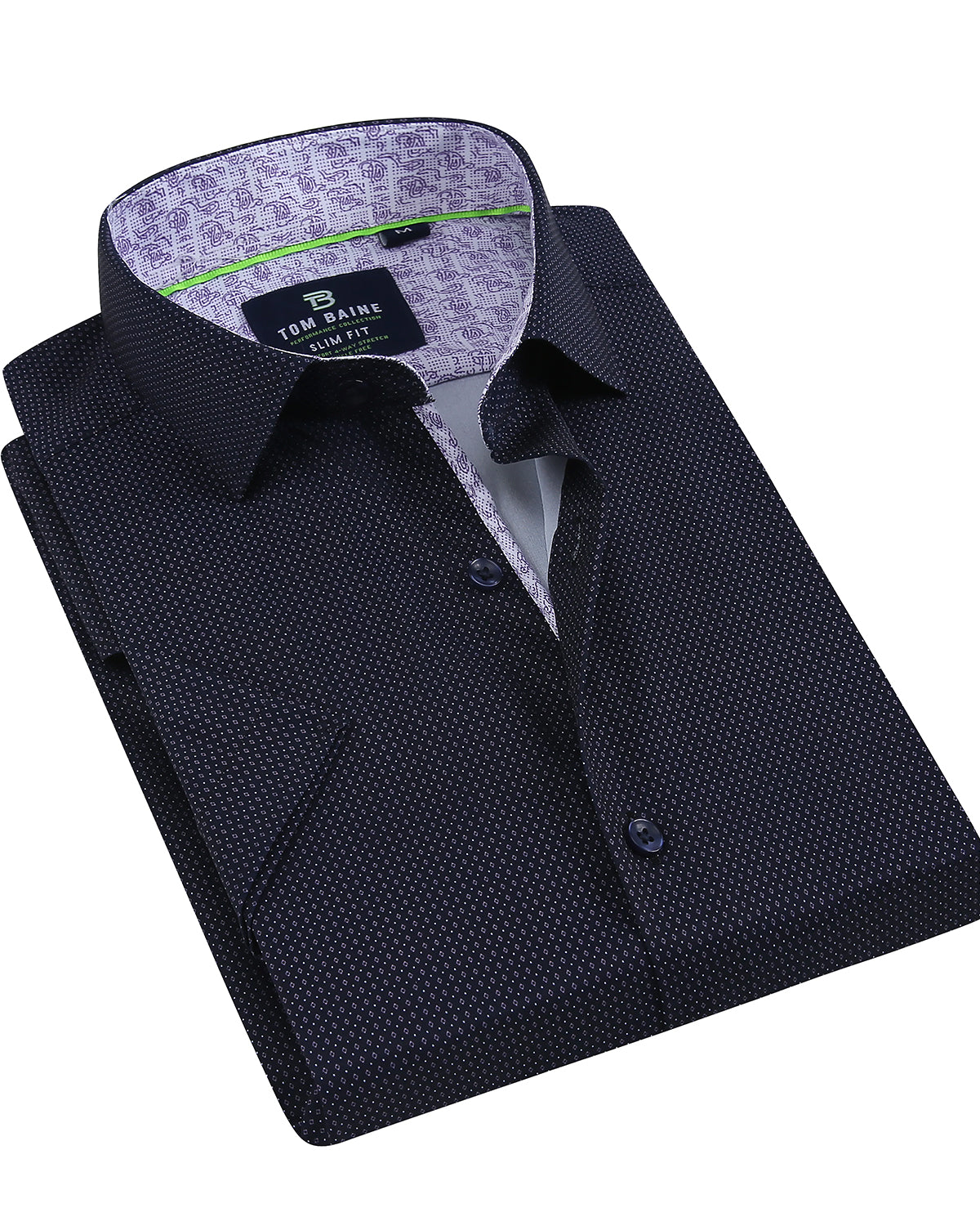 Men's Slim Fit Performance Stretch Navy Short Sleeve