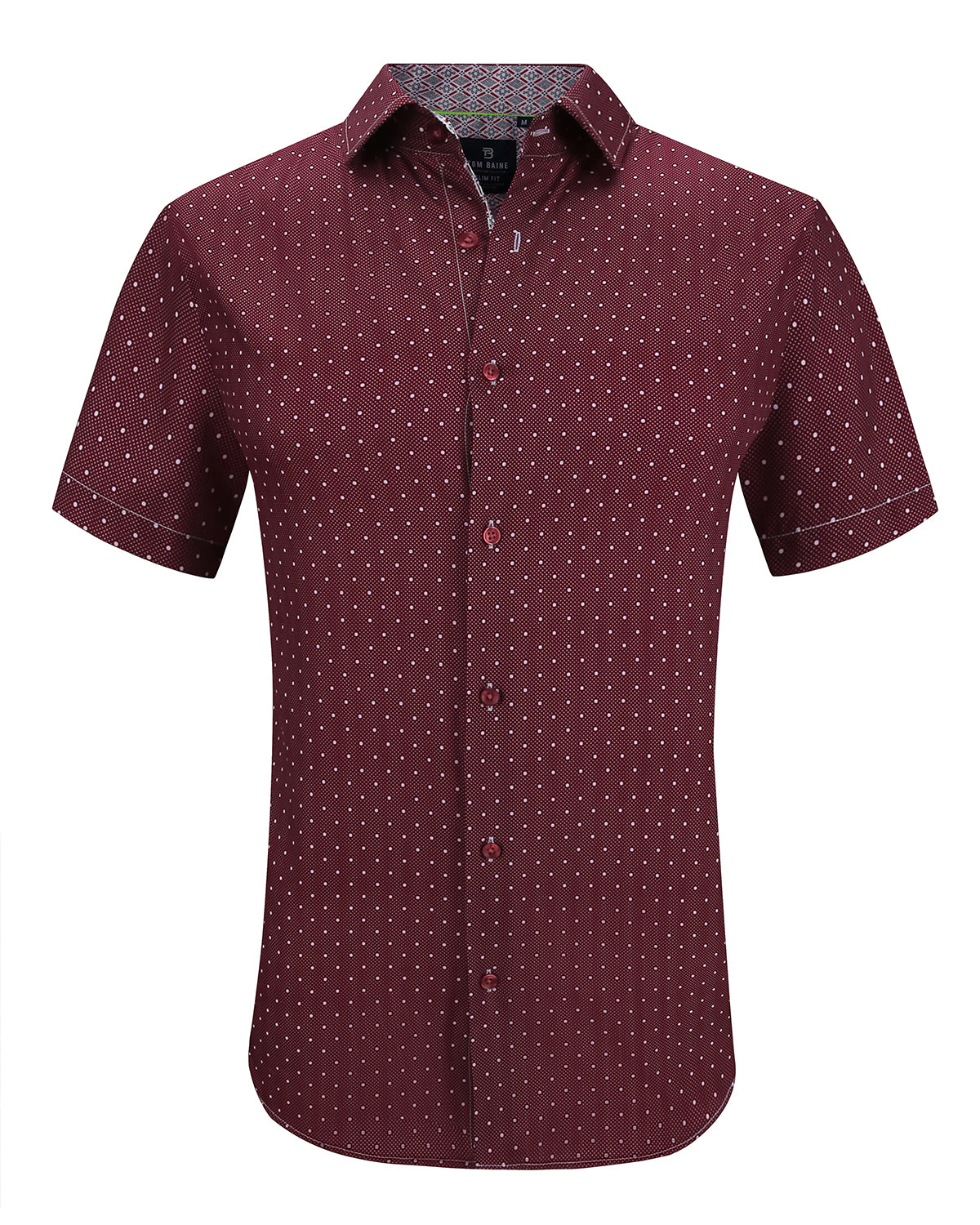 Men's Slim Fit Performance Stretch Burgundy Short Sleeve