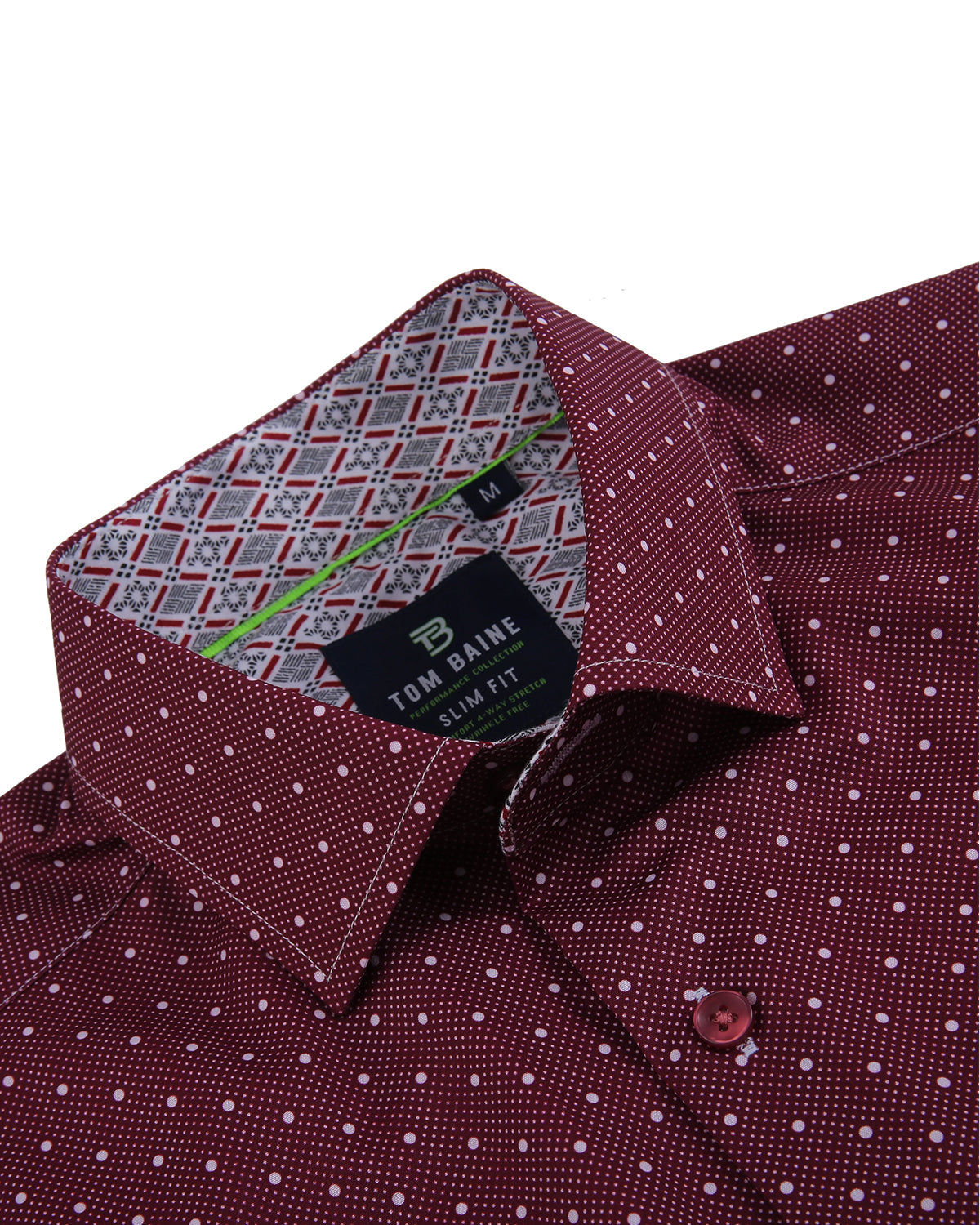 Men's Slim Fit Performance Stretch Burgundy Short Sleeve