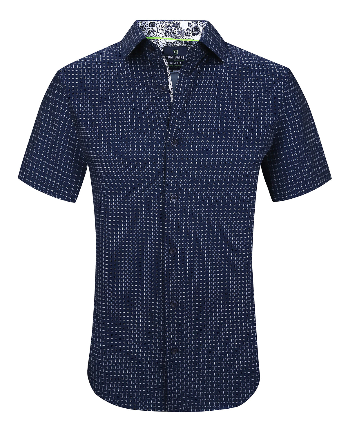 Men's Slim Fit Performance Navy Stretch Short Sleeve