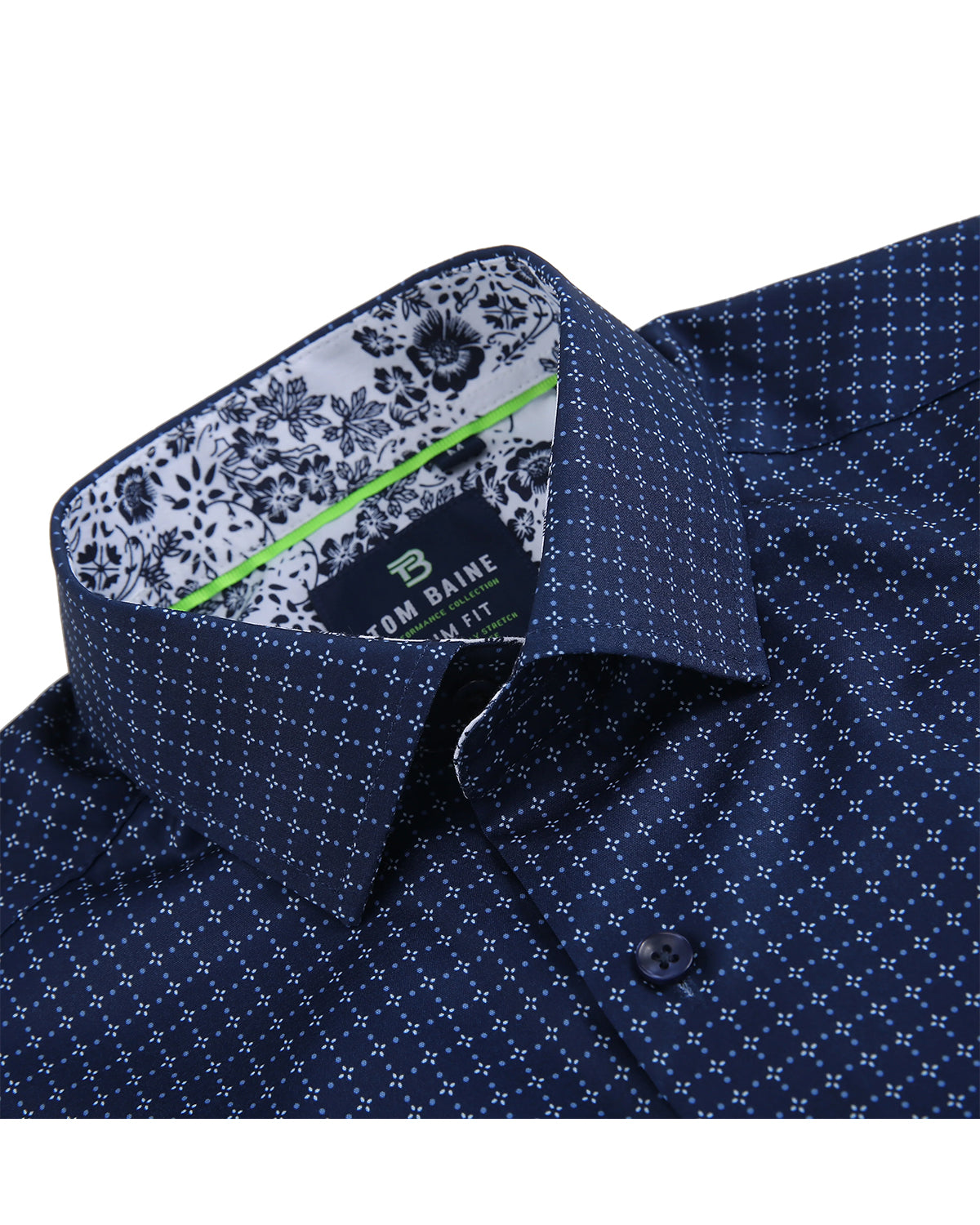 Men's Slim Fit Performance Navy Stretch Short Sleeve