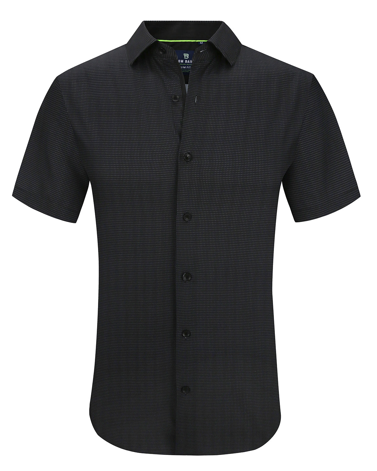 Men's Slim Fit Performance Stretch Black Short Sleeve