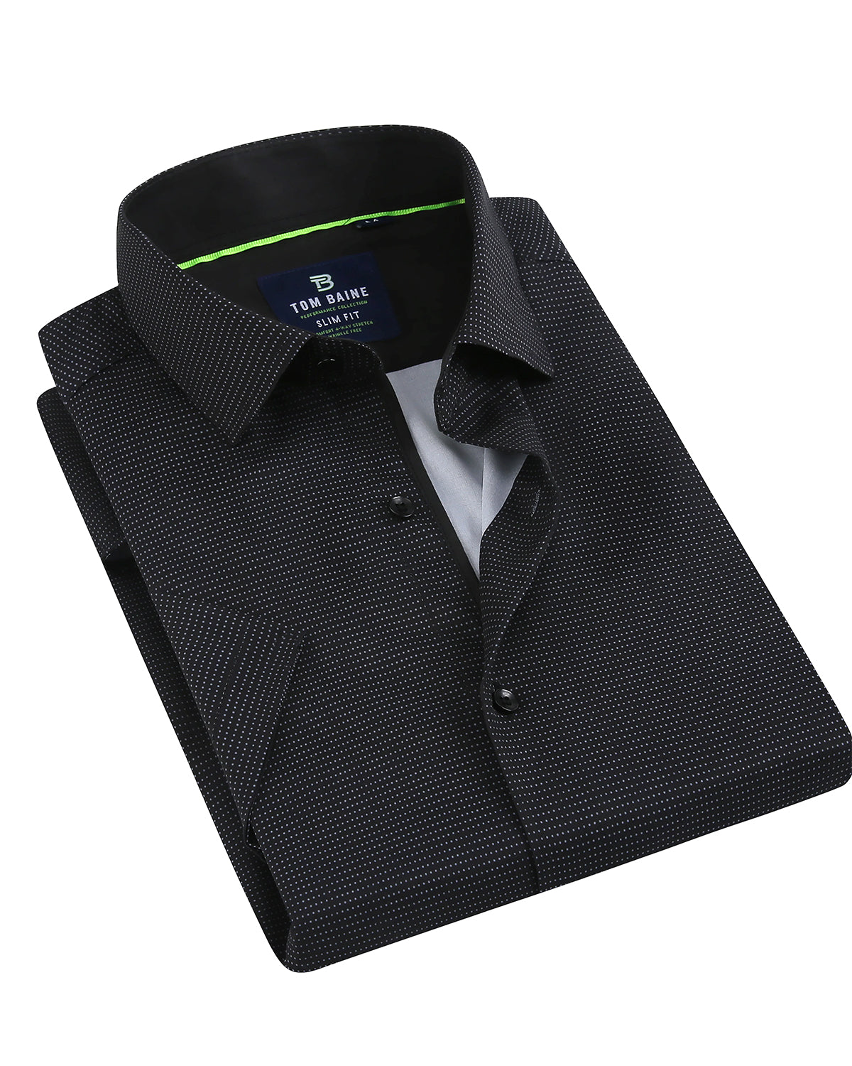 Men's Slim Fit Performance Stretch Black Short Sleeve