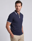 Soft Touch Performace Zip-Up Polo - Navy