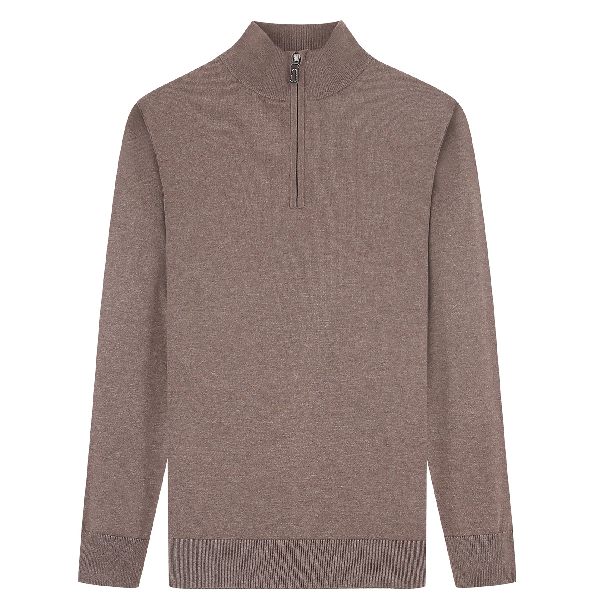 Cashmere Feel 1/4 Zip Sweater (Brown)