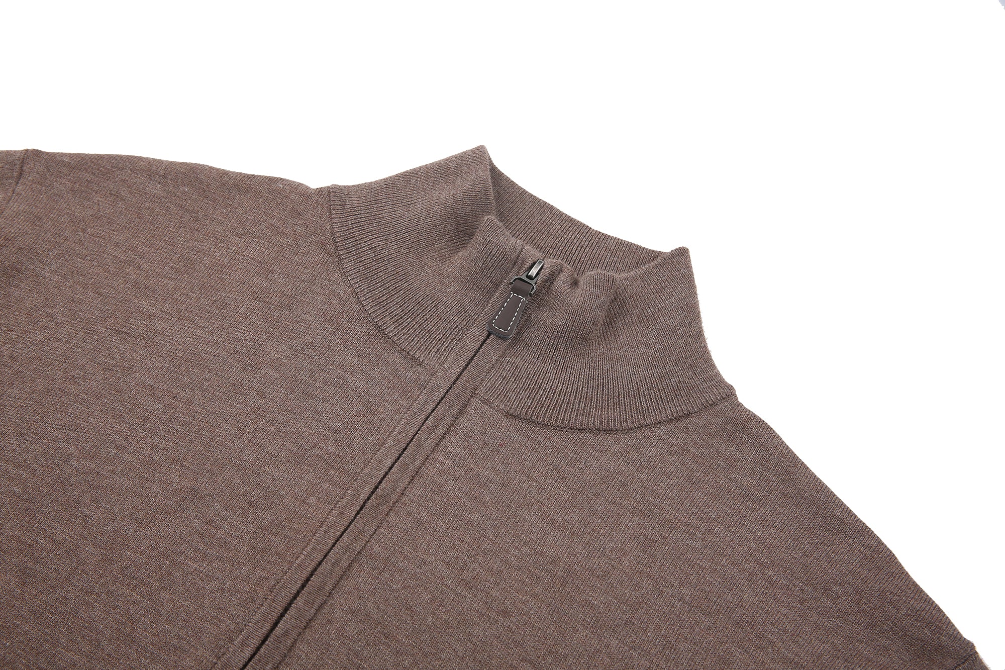 Cashmere Feel 1/4 Zip Sweater (Brown)