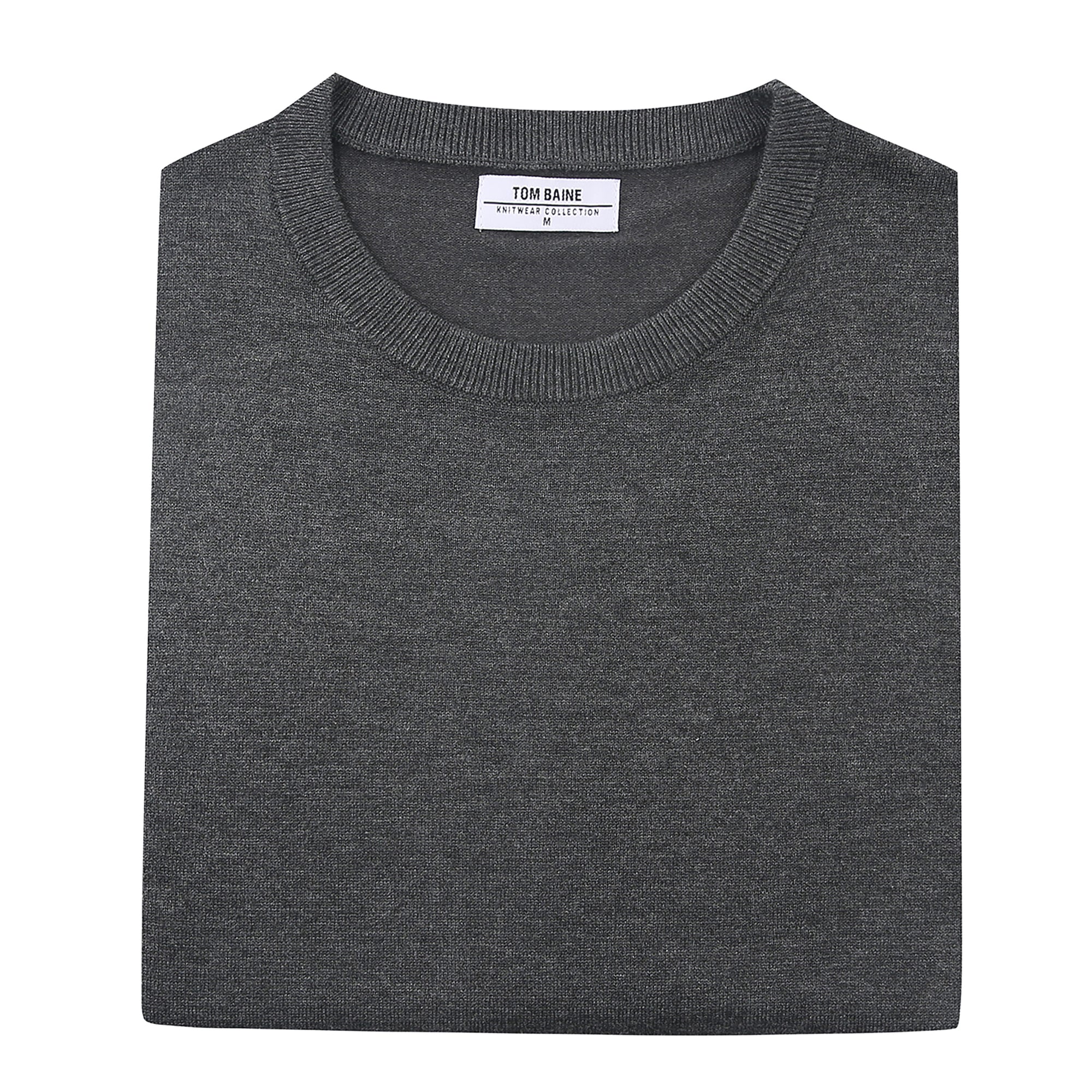 Cashmere Feel Crewneck Sweater(Charcoal)