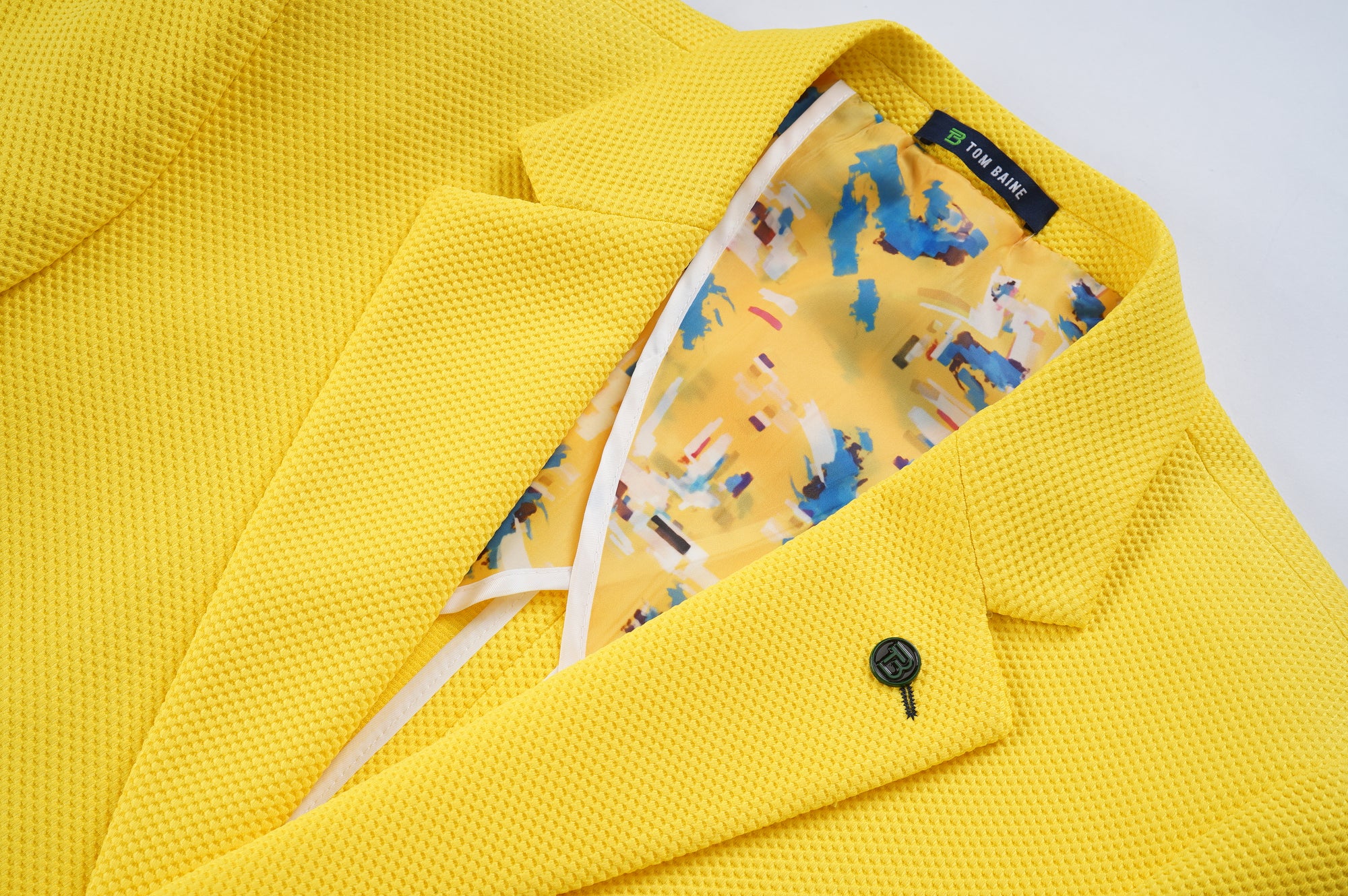 Men's Slim Fit Waffle Performance Stretch Solid Sport Coat Yellow