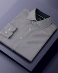 Men's Slim Fit Performance Long Sleeve Mini Plaid Shirt Black