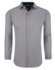 Men's Slim Fit Performance Long Sleeve Mini Plaid Shirt Black