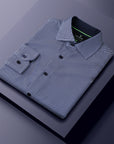 Men's Slim Fit Performance Long Sleeve Mini Plaid Shirt Navy
