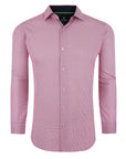 Men's Slim Fit Performance Long Sleeve Mini Plaid Shirt Red