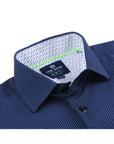 Men's Geometric Slim Fit Performance Navy Long Sleeve Shirt