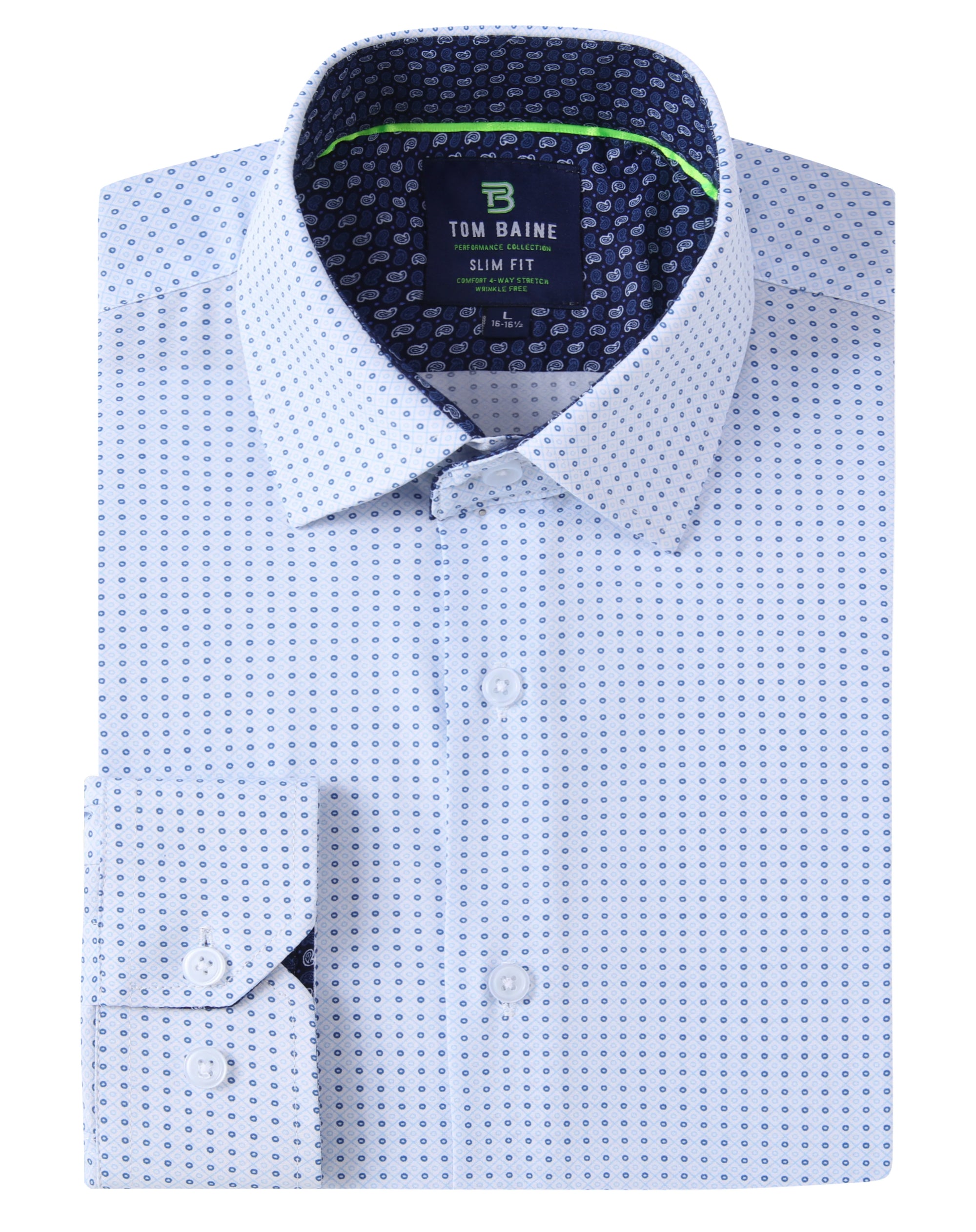 Men's Geometric Slim Fit Performance Long Sleeve Shirt Sky Blue