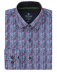 Men's Slim Fit Performance Long Sleeve Printed Multi Blue